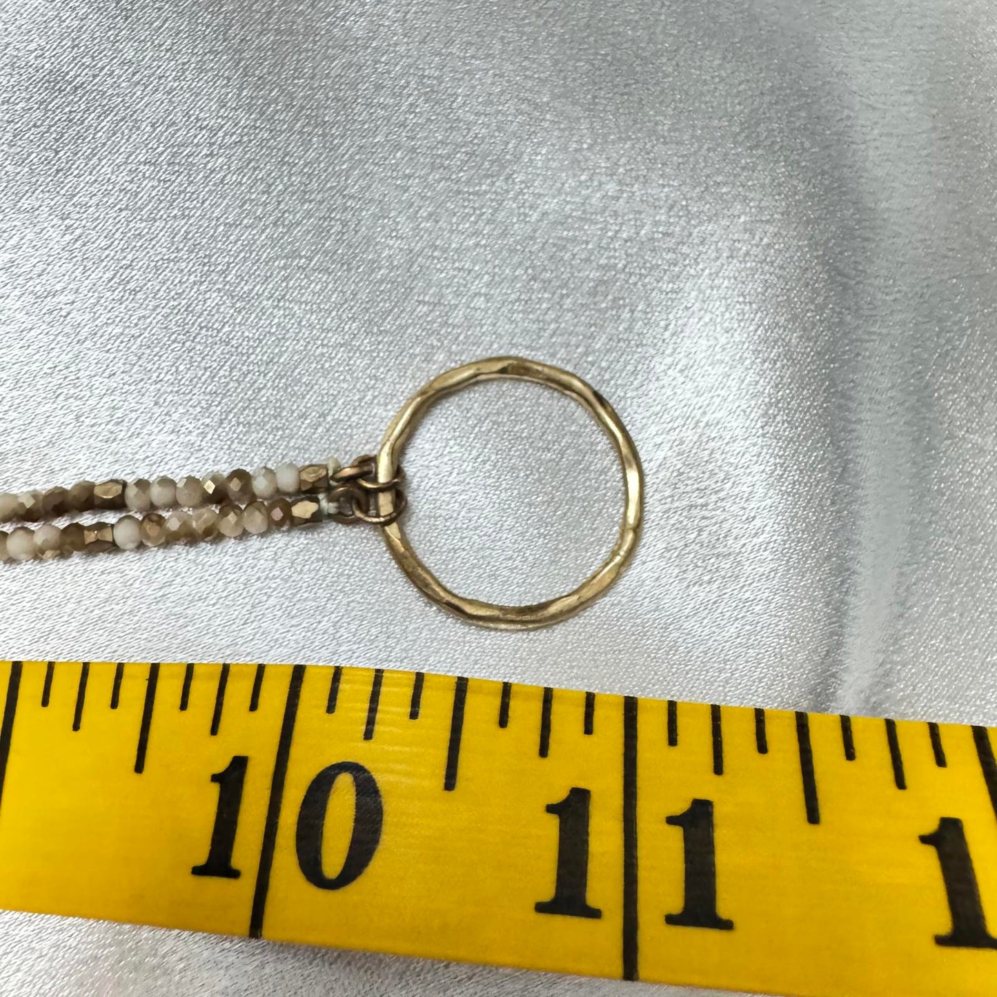 Boho Gold Tone Circle Necklace With Bead Accents with Chain Closure