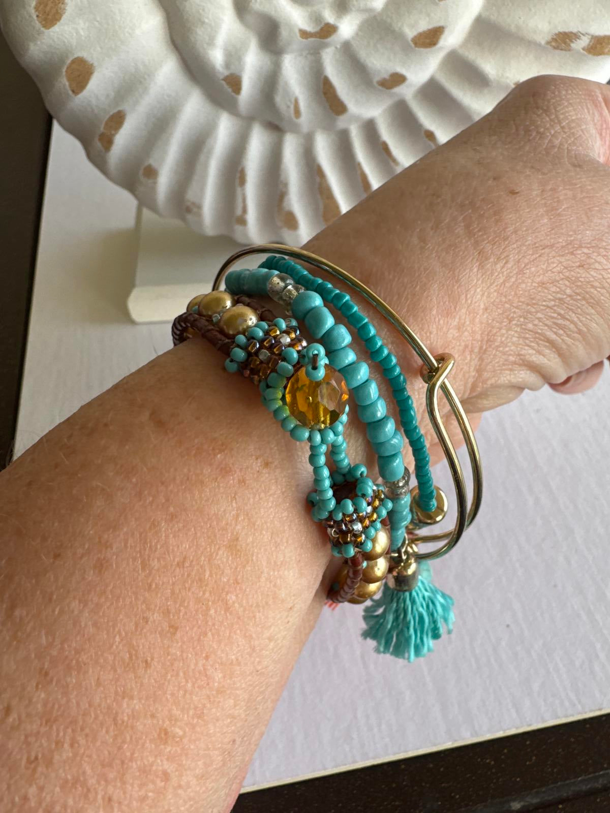 Boho Chic Tassel Bracelet Set Beachy Style
