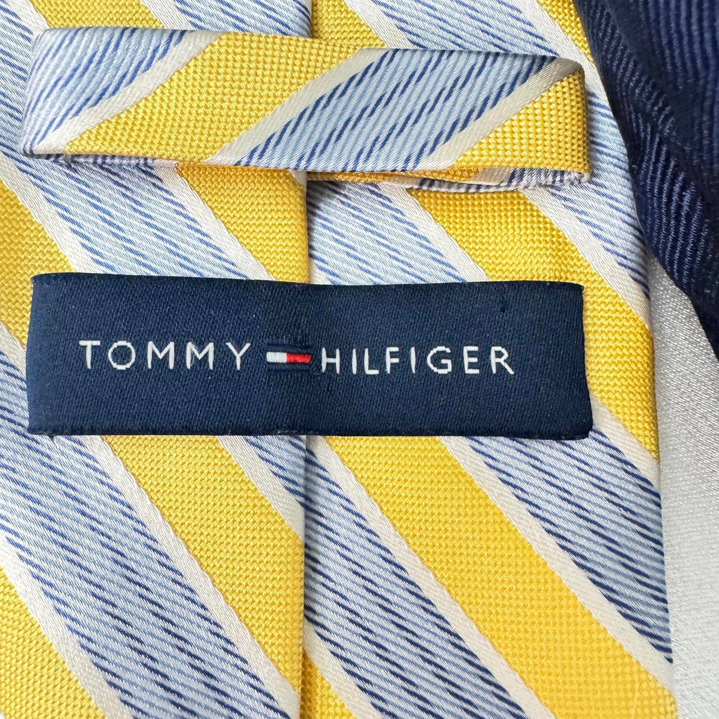 Tommy Hilfiger Striped Silk Tie - Yellow & Blue 100% Silk