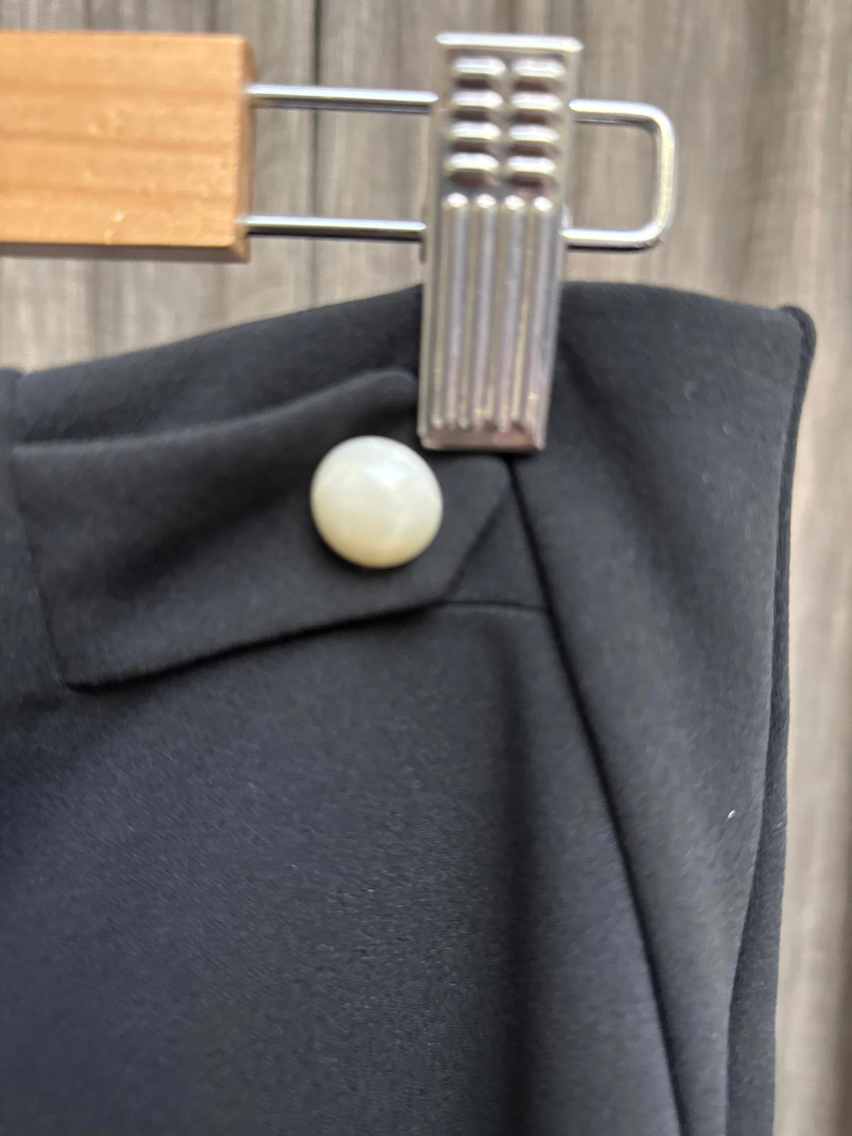 Classic Women's Trousers - Elegant Fit, Catos Black with Pearl Buttons M