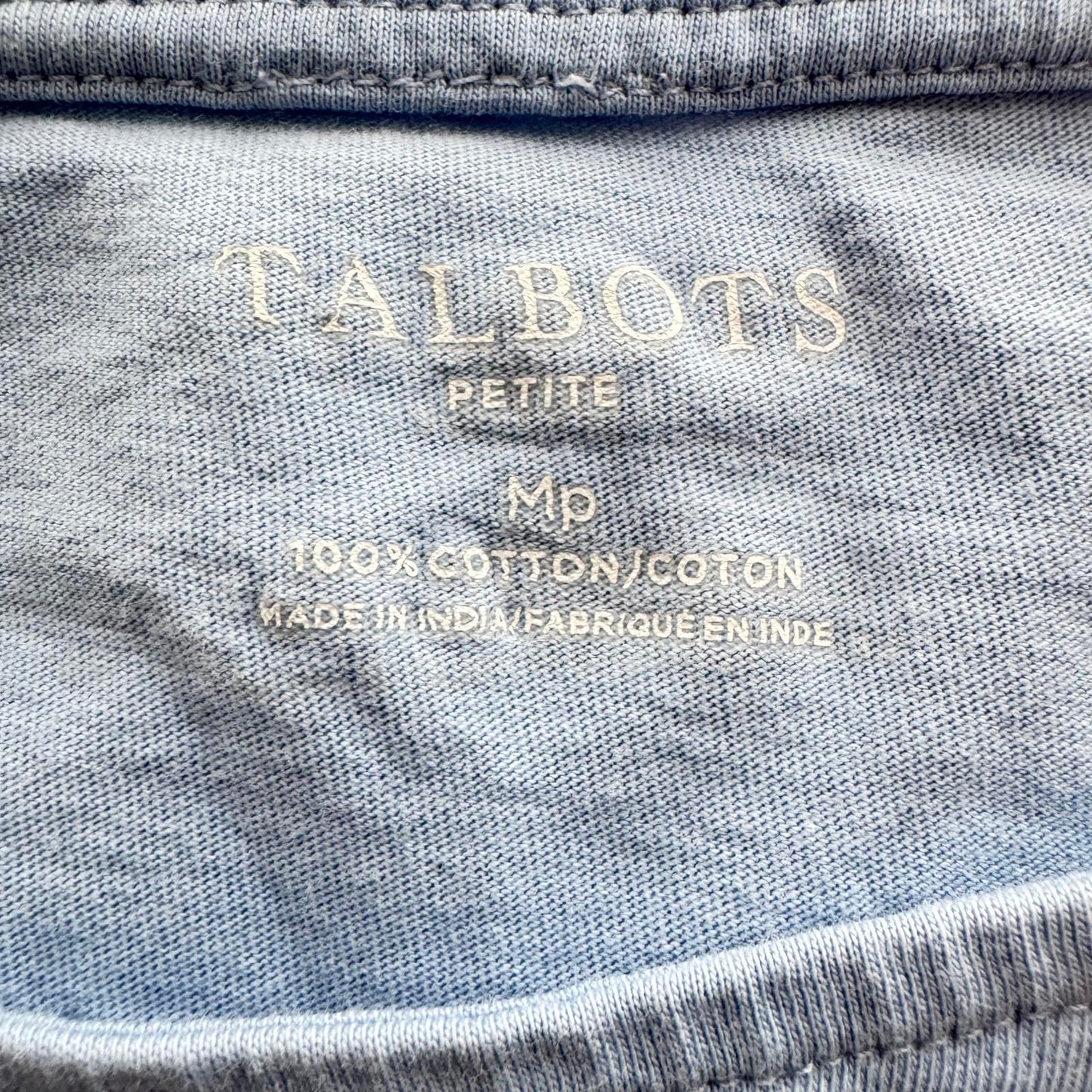 Talbots Petite Cotton Light Blue Top with Lace Details Women's Size MP