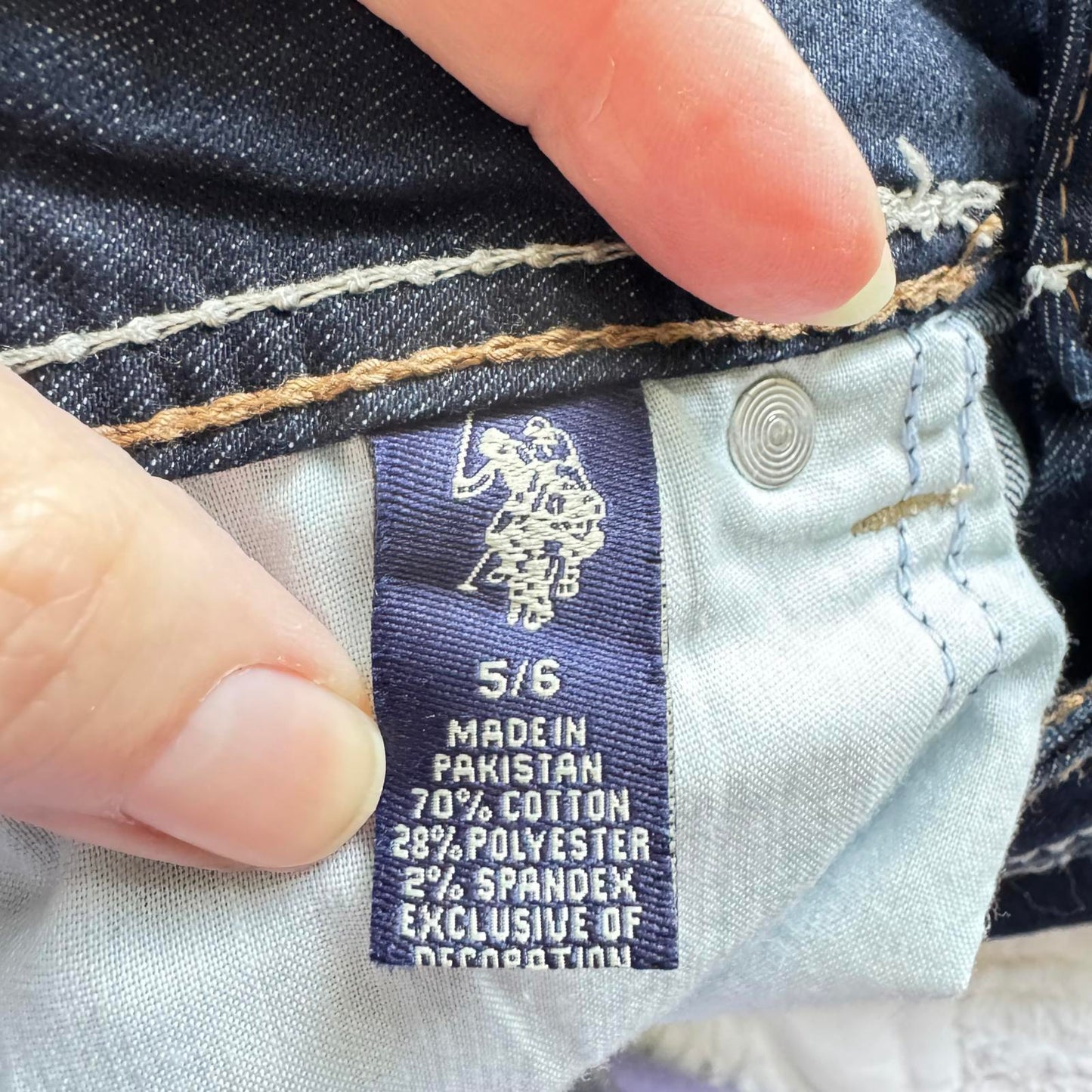 U.S. Polo Assn. Girls Jeans Size 5/6 Blue Stretch Skinny Denim Embroidered Back