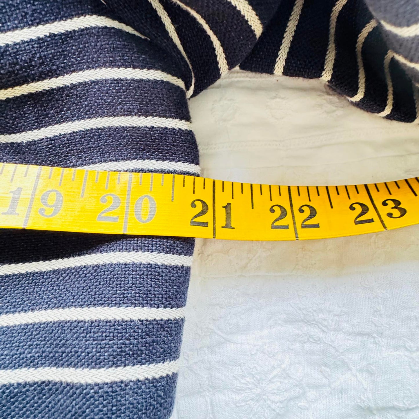 Coldwater Creek Striped Blazer Women’s 10 Navy White Cotton Linen Jacket Casual