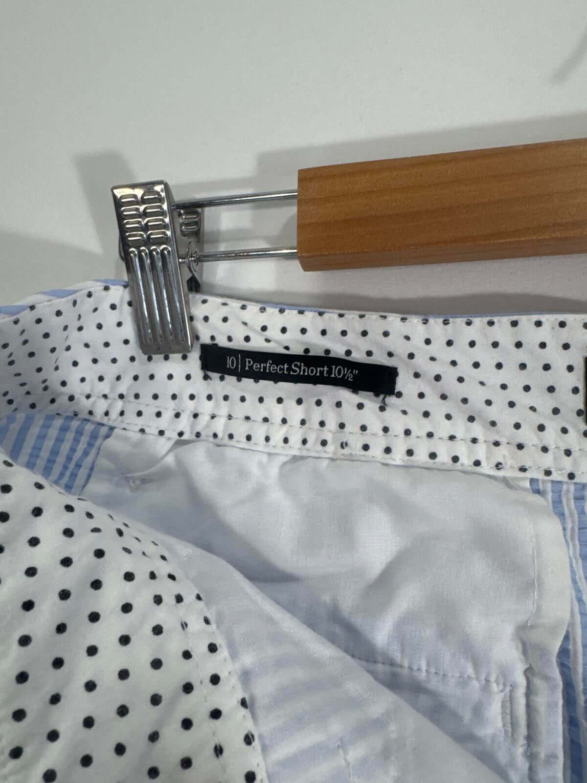 Interior lining of Talbots Women's Striped Bermuda Shorts with polka dot pattern and tag label.