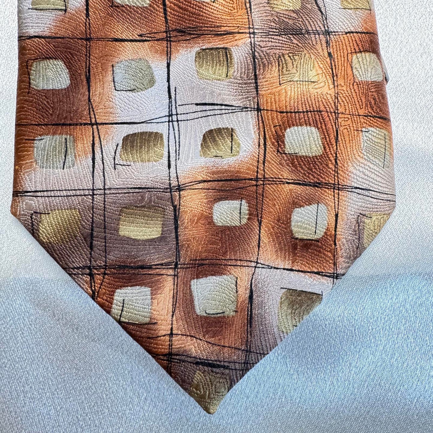 J. Garcia Silk Tie – Moon Mountain Collection – Abstract Geometric Pattern Silk
