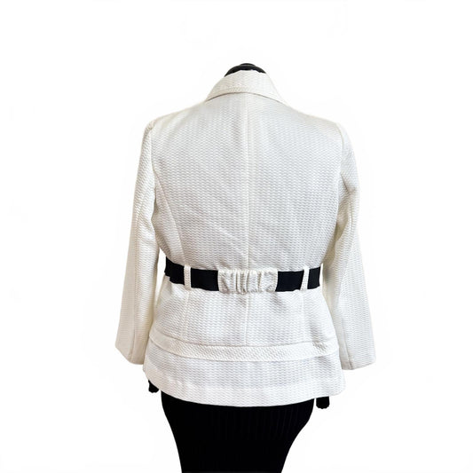 Allison Woods Buttercream White Blazer Women’s 14W Textured Jacket Career Chic