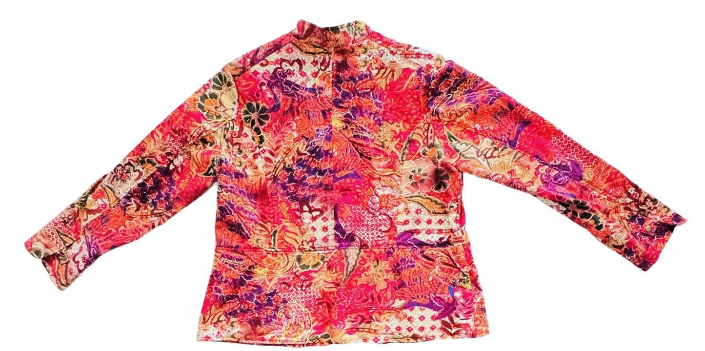 Coldwater Creek Patchwork Jacket Women’s 1X Button Front 100% Cotton Boho Artsy
