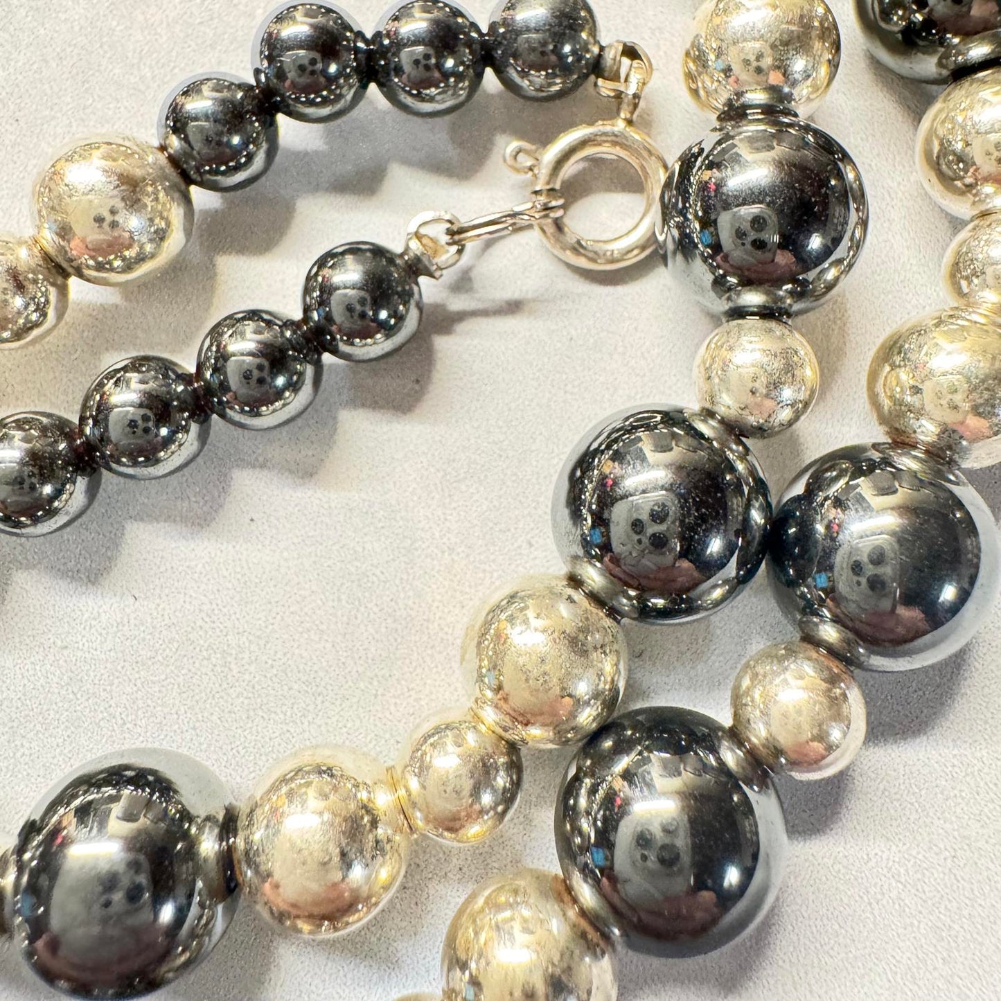Elegant Faux Black Pearl and Silver Tone Beaded Necklace