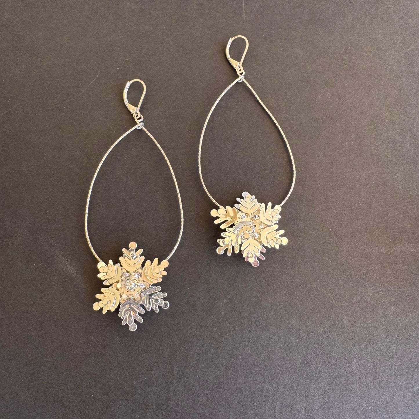 Elegant Silver Tone Snowflake Drop Earrings